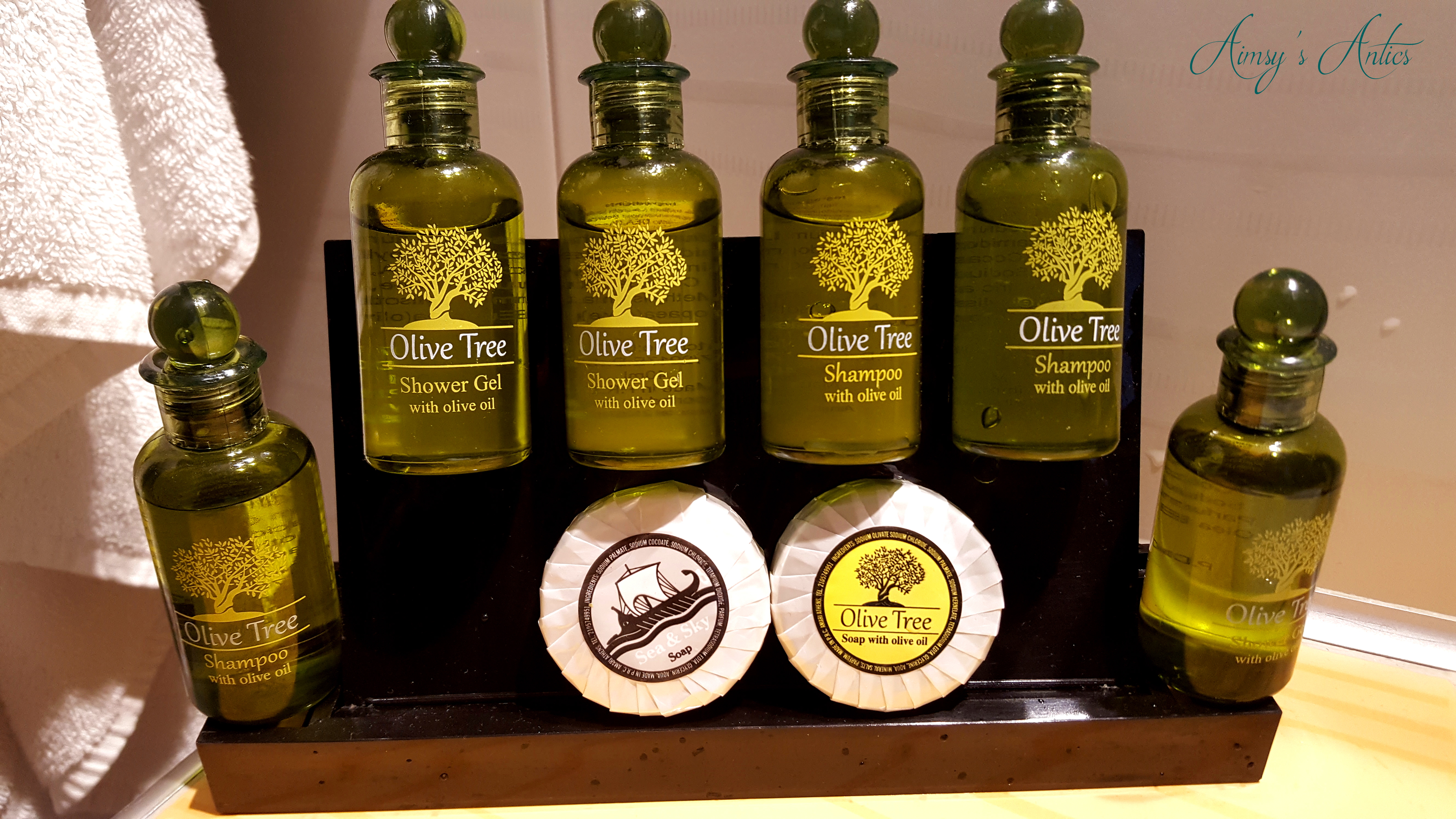Image of the various olive oil based products at Anna Maria Hotel, Mykonos.