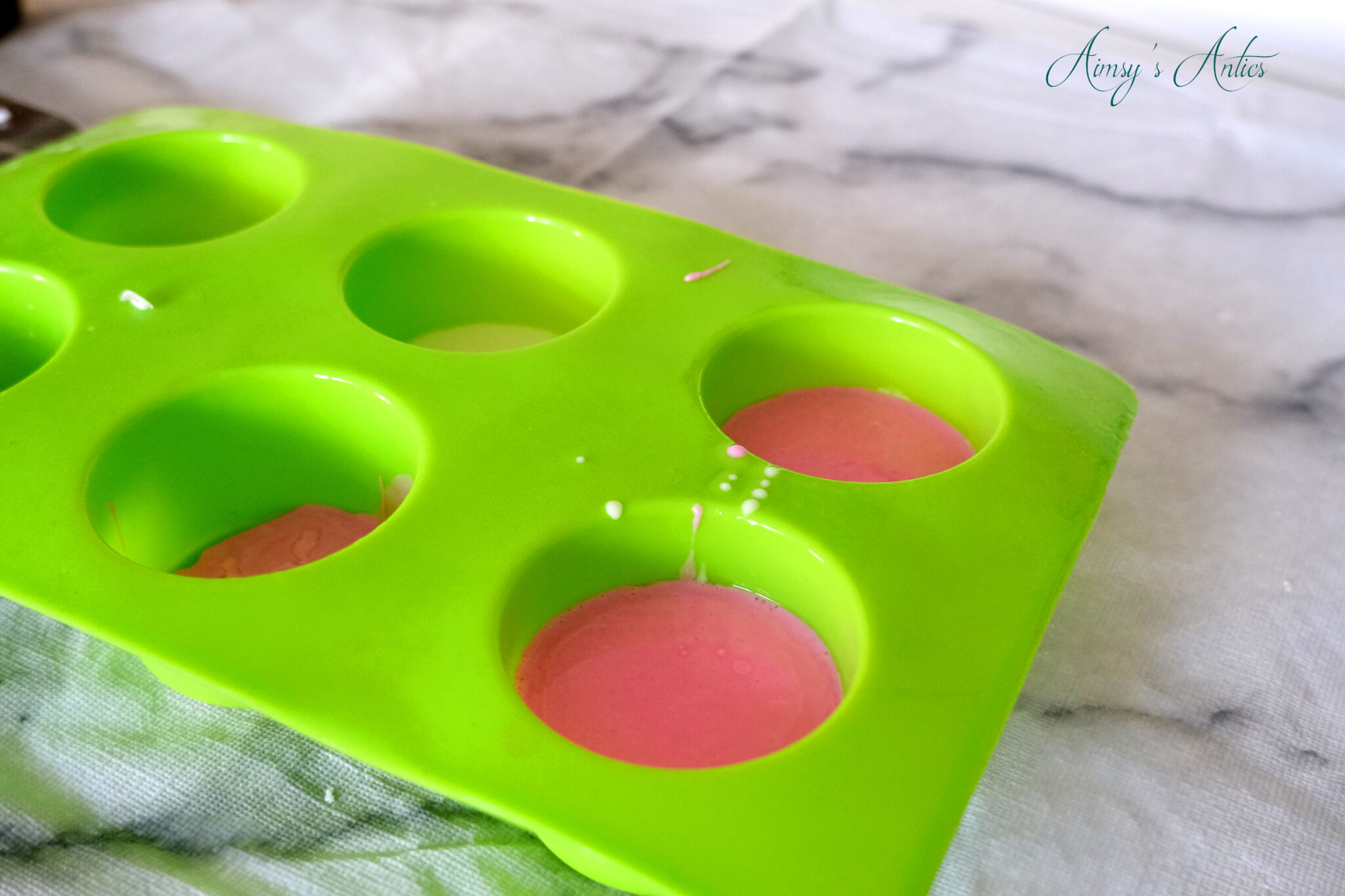 2nd layer of soap base setting in the mould