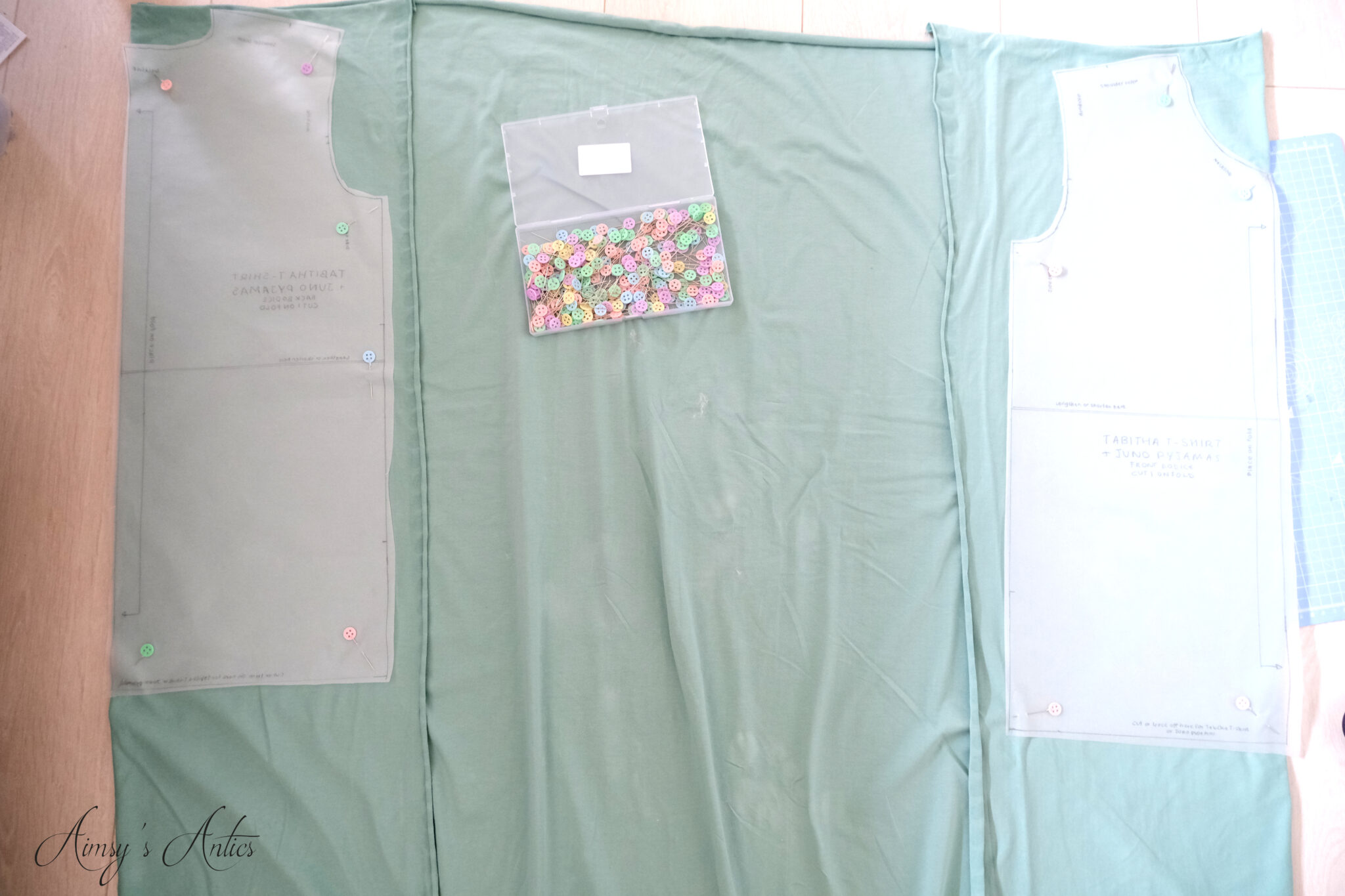 How to make pyjamas - Pattern pieces for the pyjama top pinned