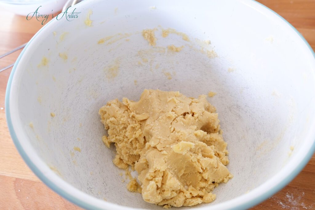 Shortbread dough mixed in a bowl