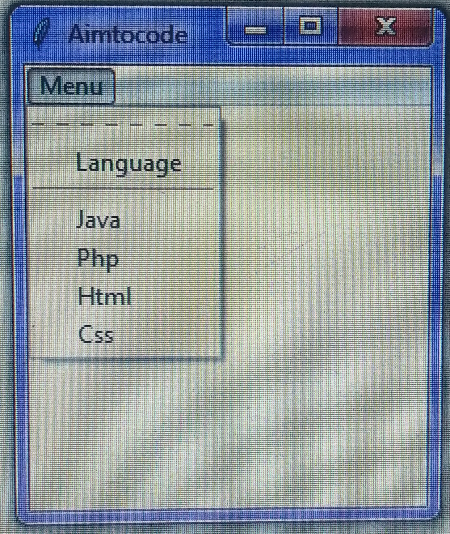 Python Tkinter Menu ExampleAimtocode