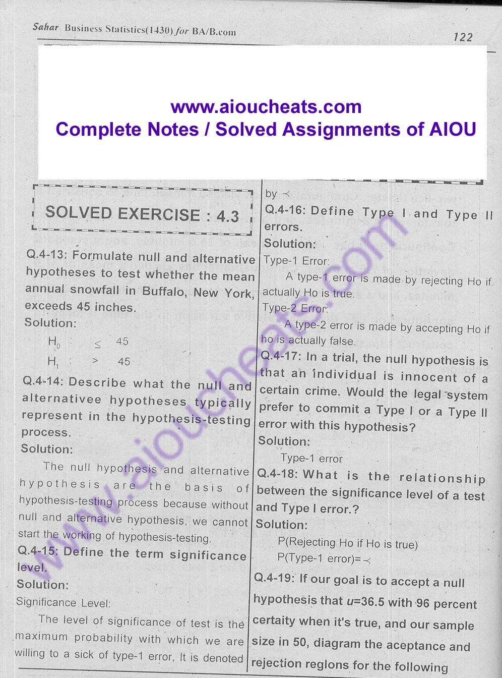 AIOU 2nd Solve Assignment Code 1430 Statistics for AIOU 2nd Solve Assignment Code 1430 Statistics for