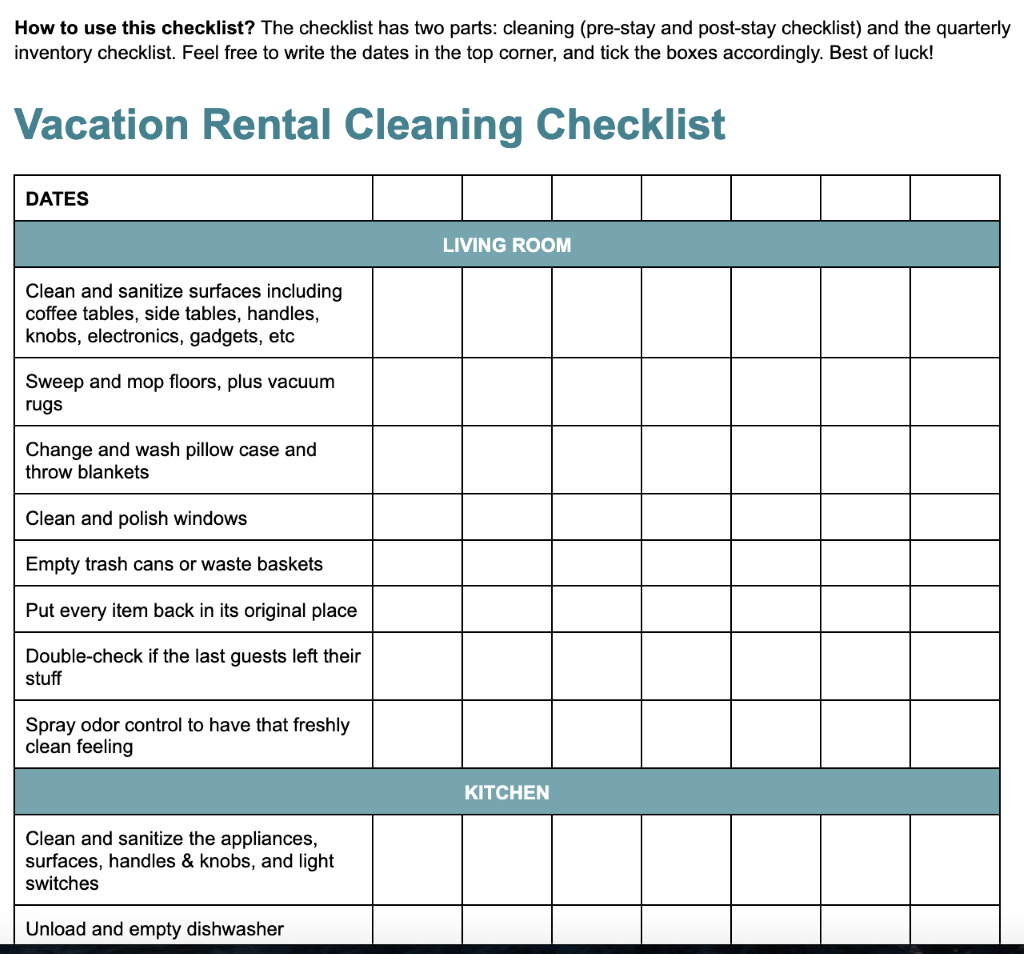 The Complete AZ Vacation Rental Checklist Free Printable PDF Airbtics Airbnb Analytics