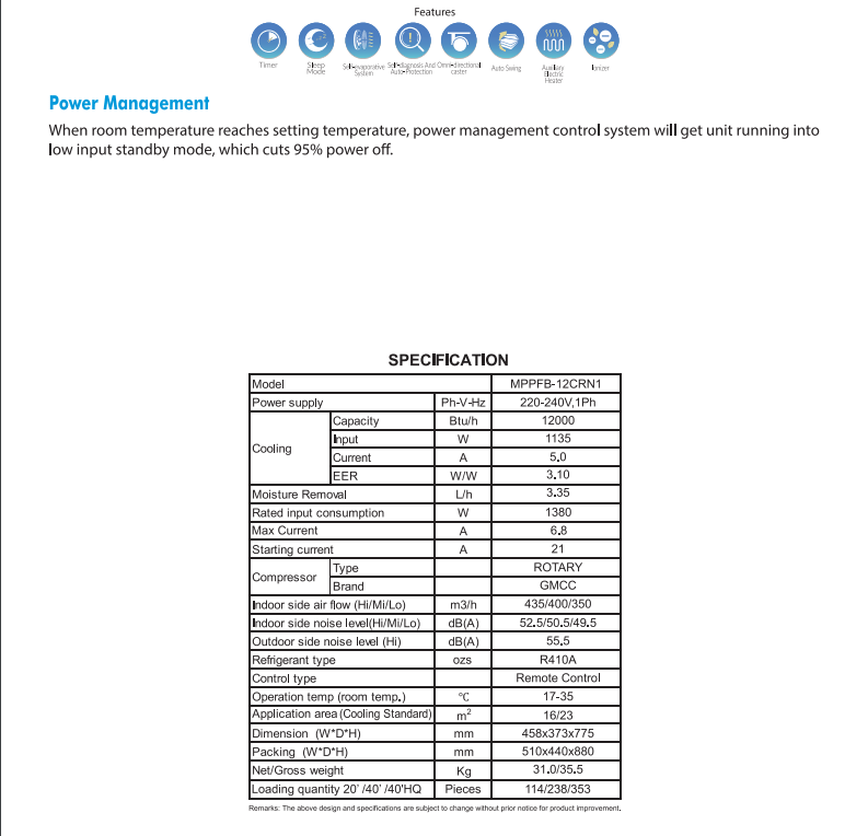 Midea Portable AC (MWF12CMP ) 1 Ton Air Care