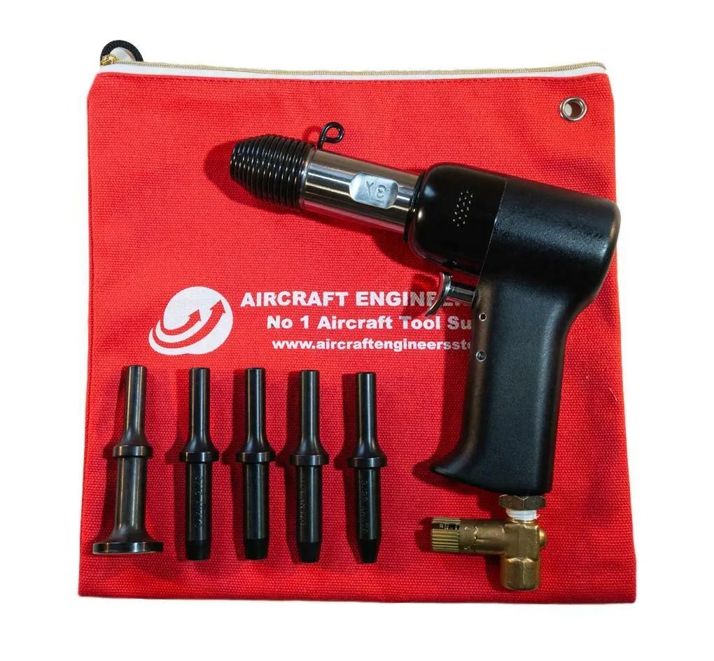 3X PNEUMATIC / AIR RIVET GUN WITH .401″ 5PC SNAP SET IN POUCH