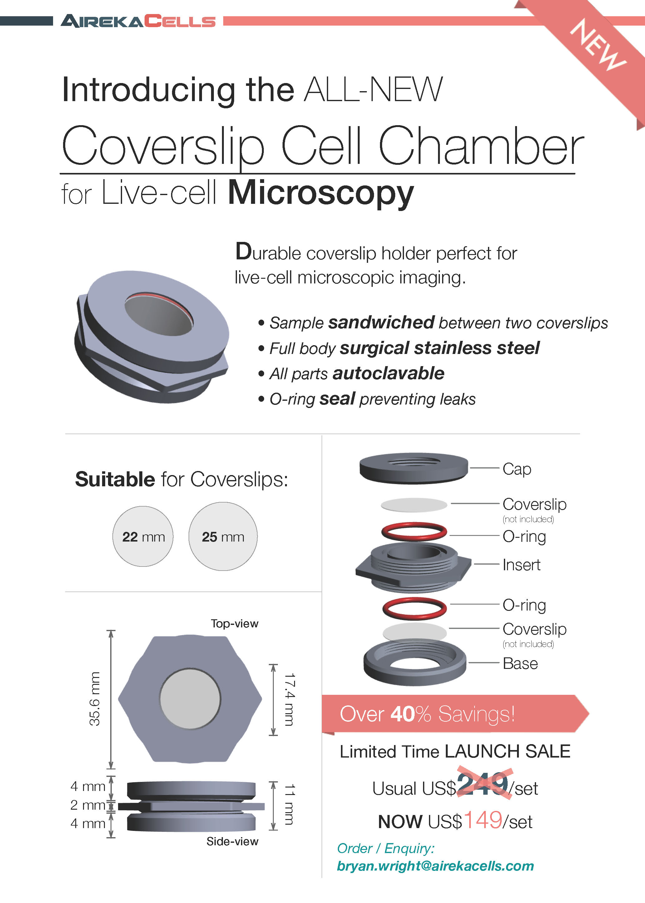 SC15032Coverslip Cell Chamber