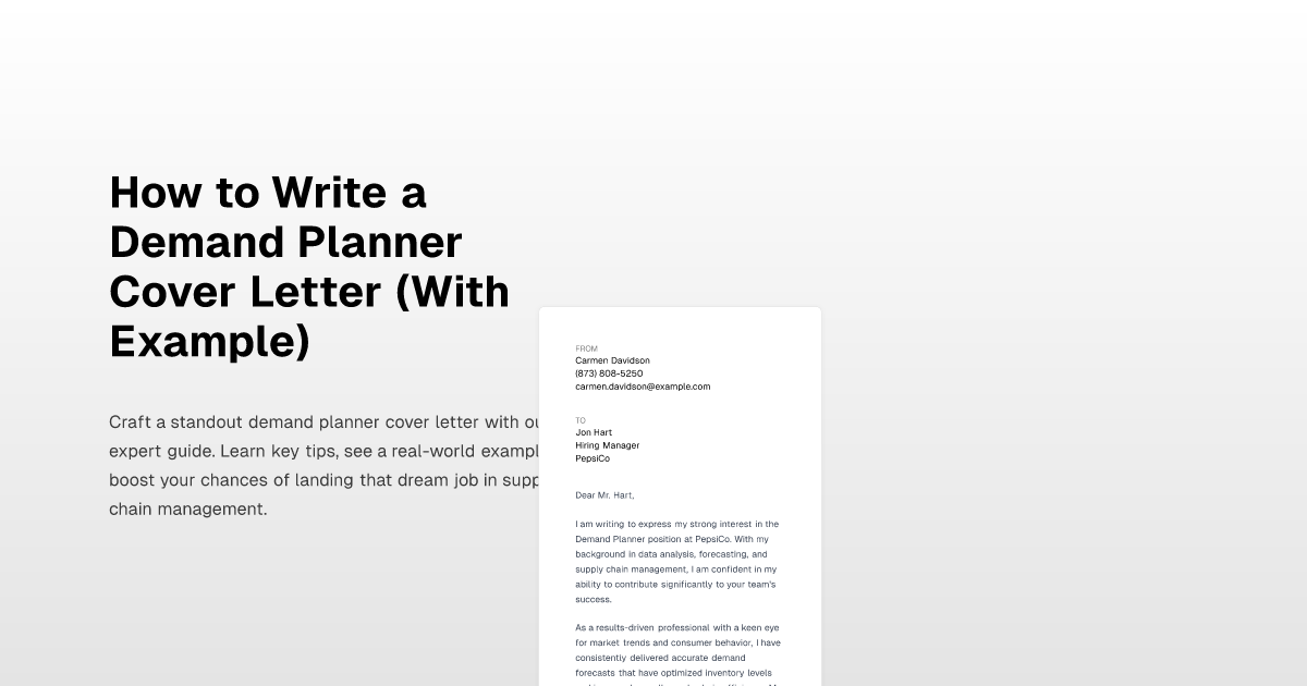 How to Write a Demand Planner Cover Letter (With Example)