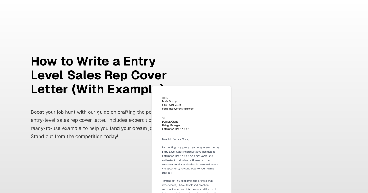 How to Write a Entry Level Sales Rep Cover Letter (With Example)