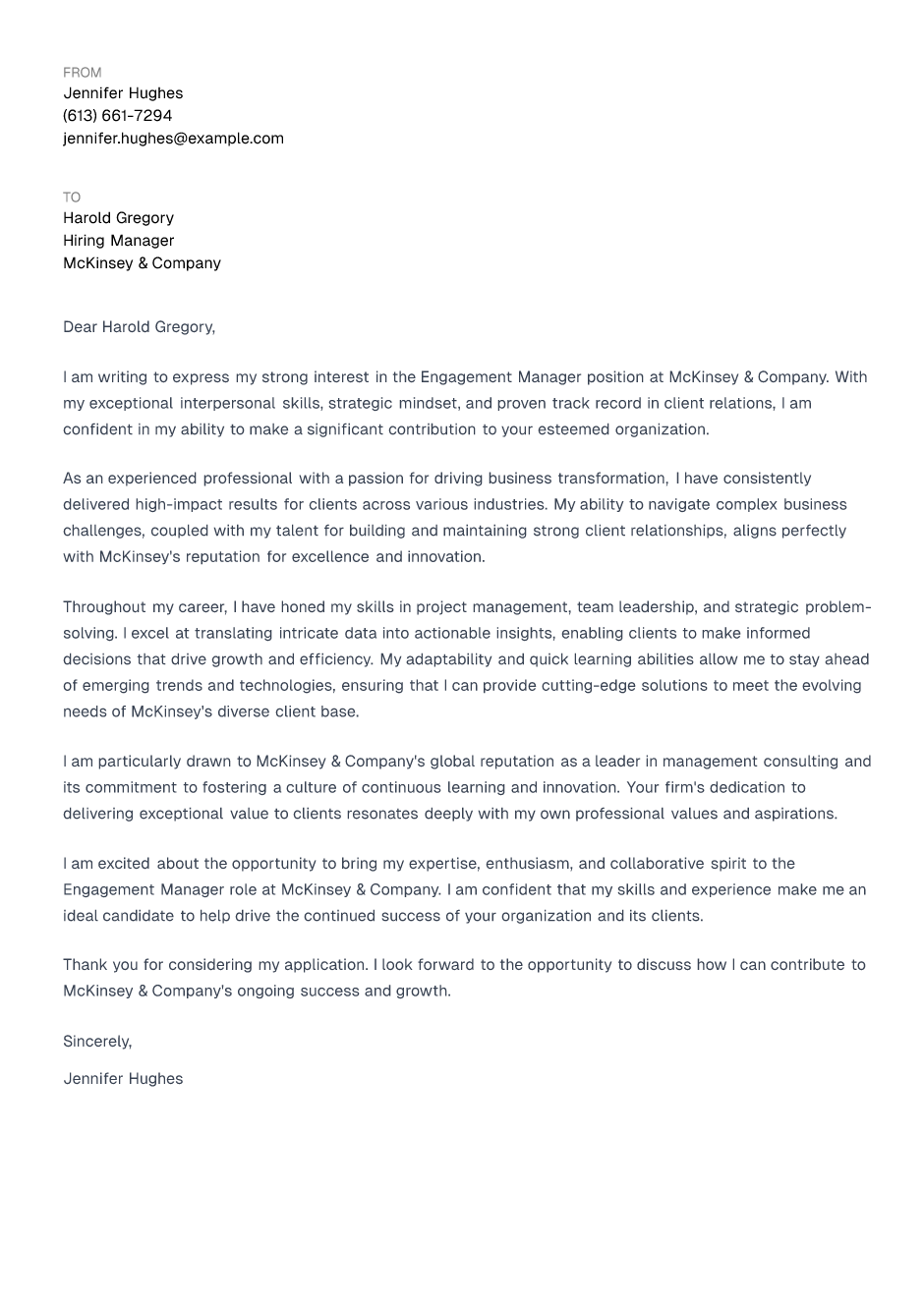 How to Write a Engagement Manager Cover Letter (With Example)