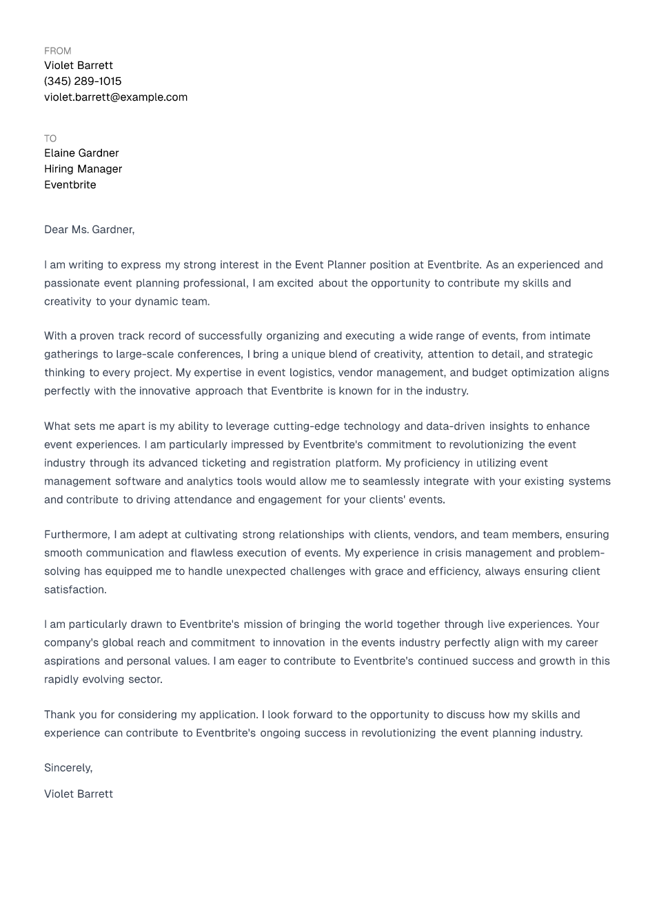 How to Write a Event Planner Cover Letter (With Example)