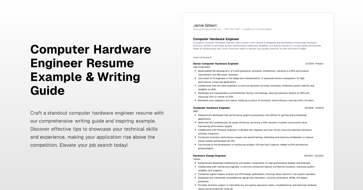 Computer Hardware Engineer Resume Example & Writing Guide