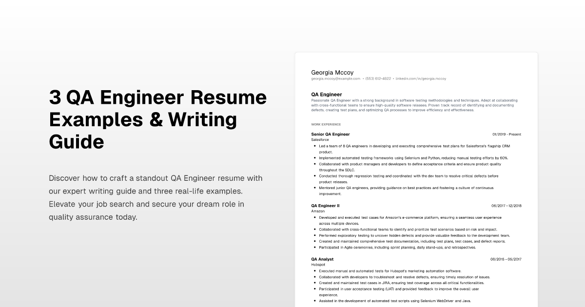 3 QA Engineer Resume Examples & Writing Guide