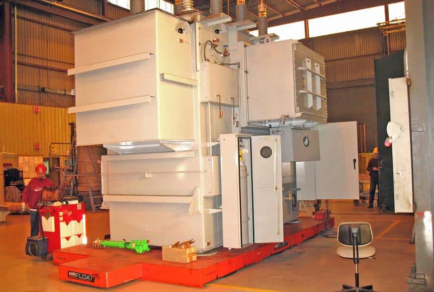 Moving Heavy Electrical Equipment on Air Bearings Airfloat