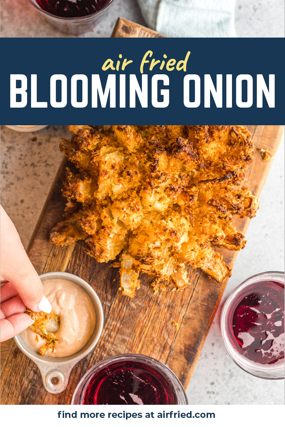 Crispy Air fryer Blooming Onion with Spicy Mayo Dipping Sauce