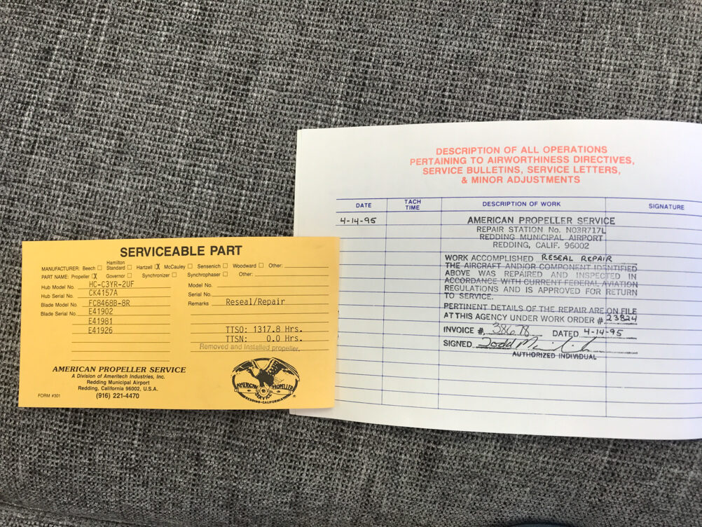 Aerostar Propeller Log Book 2 Airplanes