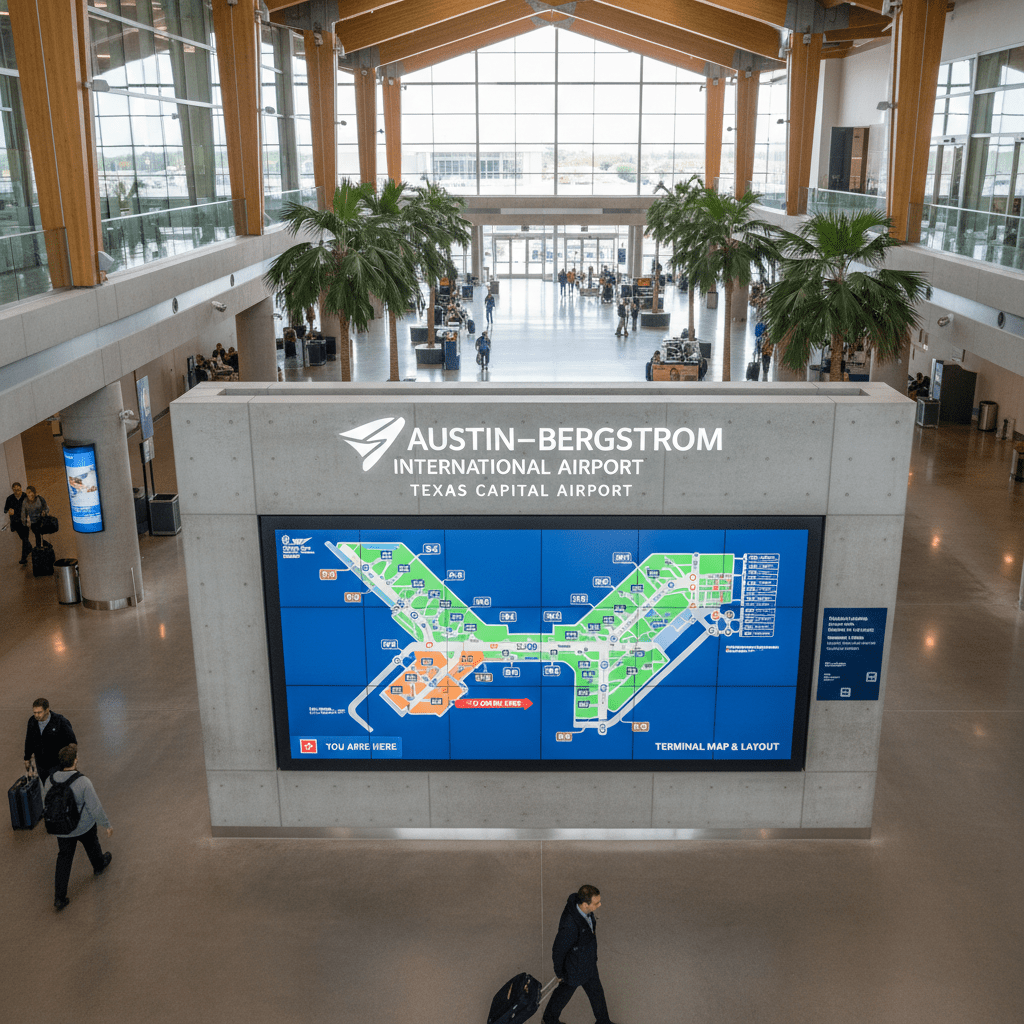 Austin Airport Map AUS Terminal Layout and Ground Transport Airport
