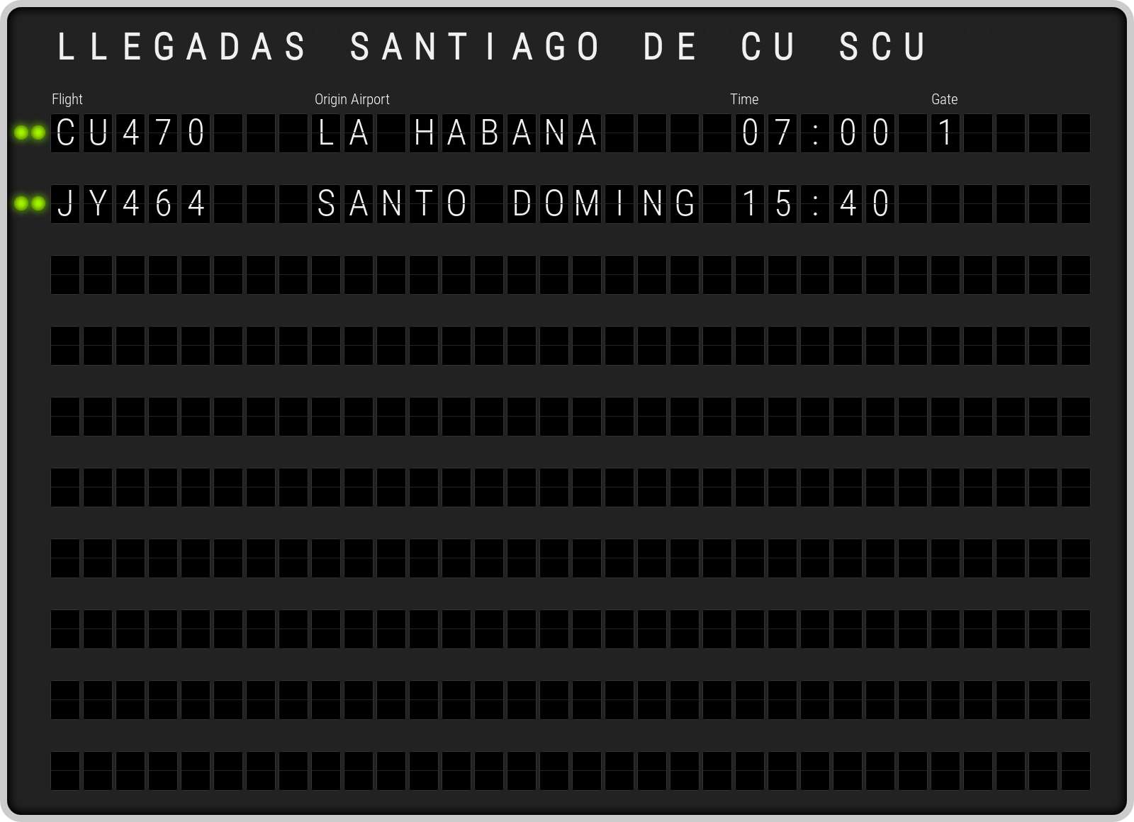 Aeropuerto Santiago de Cuba Antonio Maceo y Grajales [SCU] Llegadas
