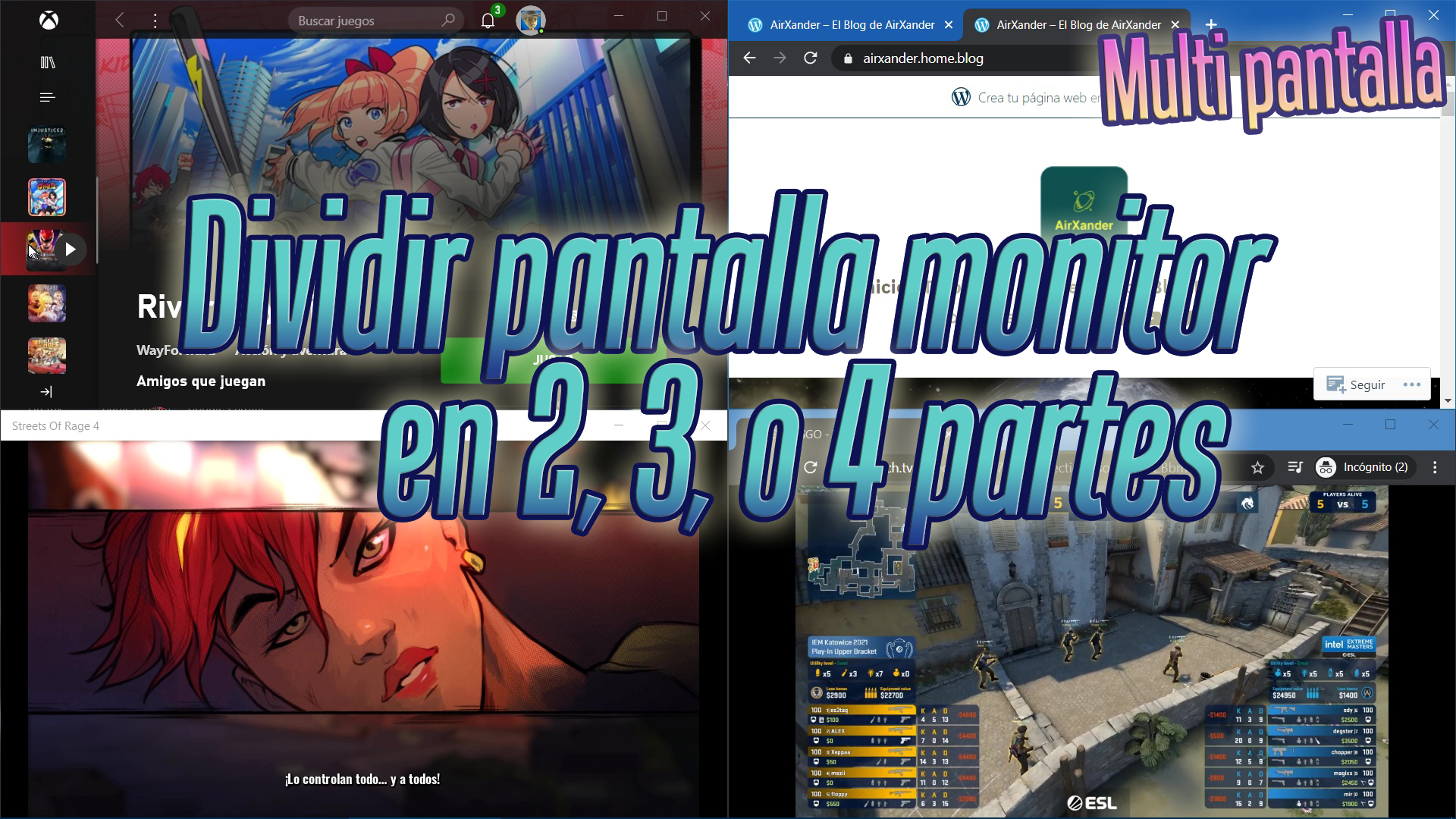 Cómo dividir la pantalla del monitor en dos, tres o cuatro partes