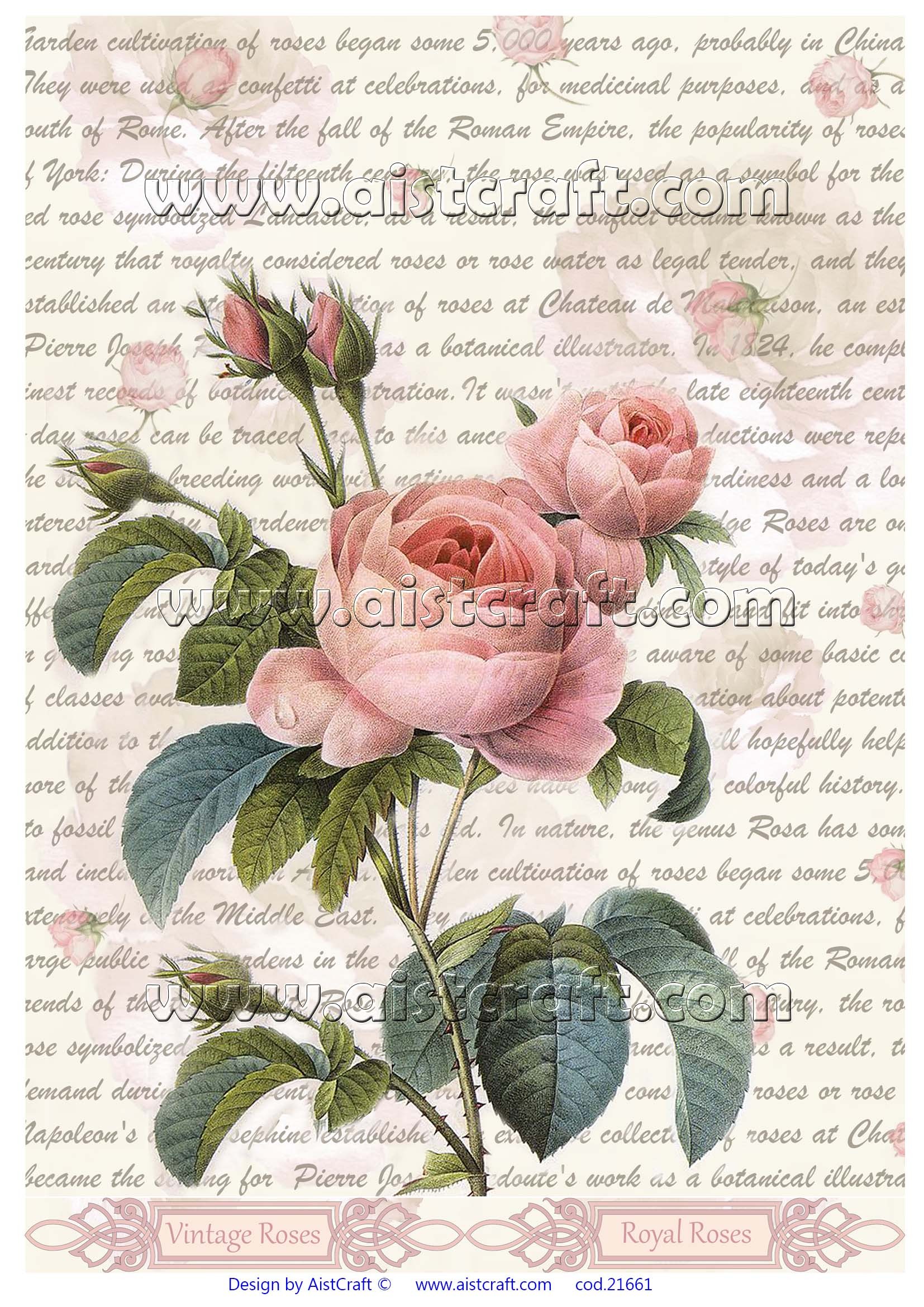 Rice paper for decoupage Roses Writing