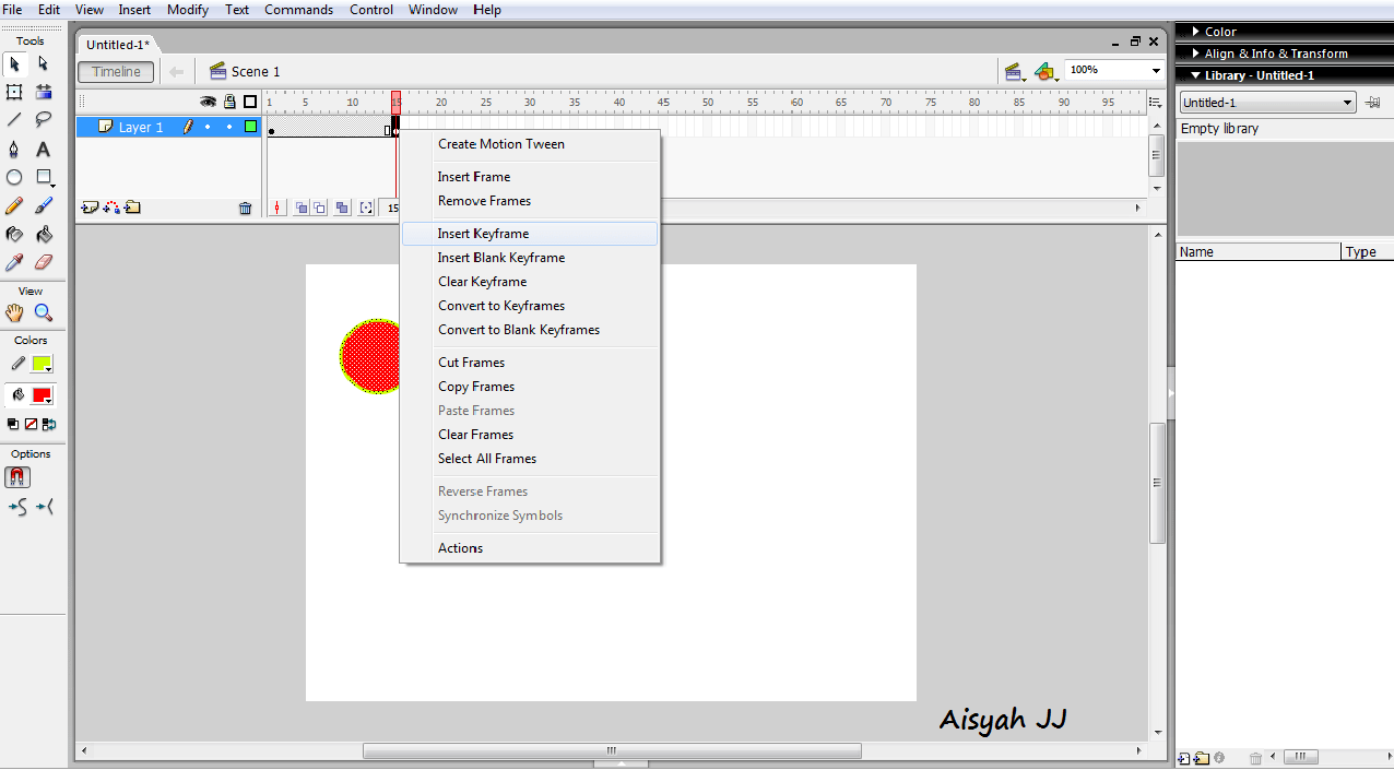 Membuat Objek menjadi Animasi Bergerak menggunakan Macromedia Flash