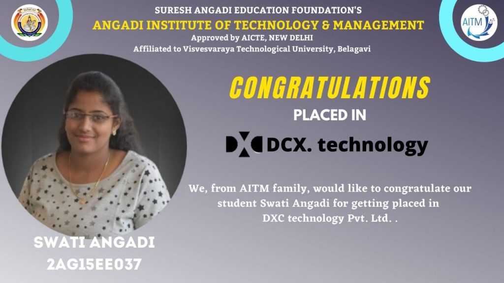 AITM PLACEMENT AT DXC TECHNOLOGY ANGADI INSTITUTE OF TECHNOLOGY AND MANAGEMENT