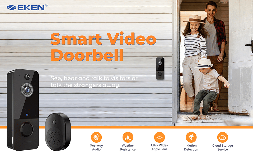 EKEN U8 Smart Video Doorbell Camera Wireless with Chime Ringer - Aiwit.App