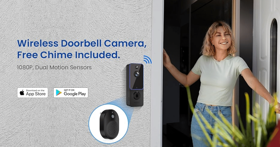 EKEN P8 Smart Video Doorbell Camera Wireless with Chime Ringer - Aiwit.App