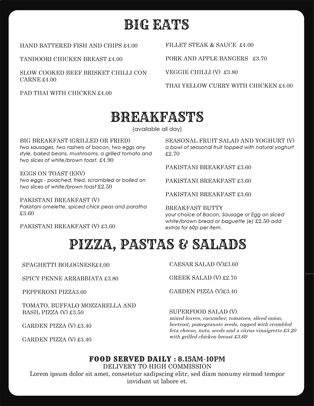 Free Menu Design Templates Word