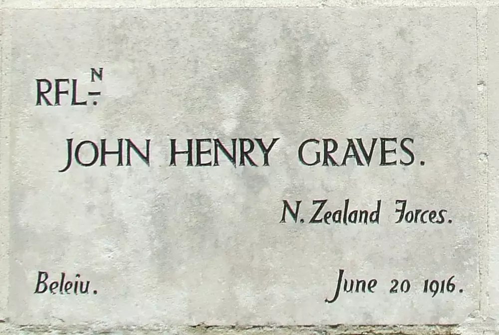 John Harry Graves Online Cenotaph Auckland War Memorial Museum