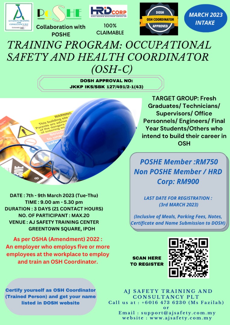 Occupational Safety and Health Coordinator (OSHC) DOSH Approved