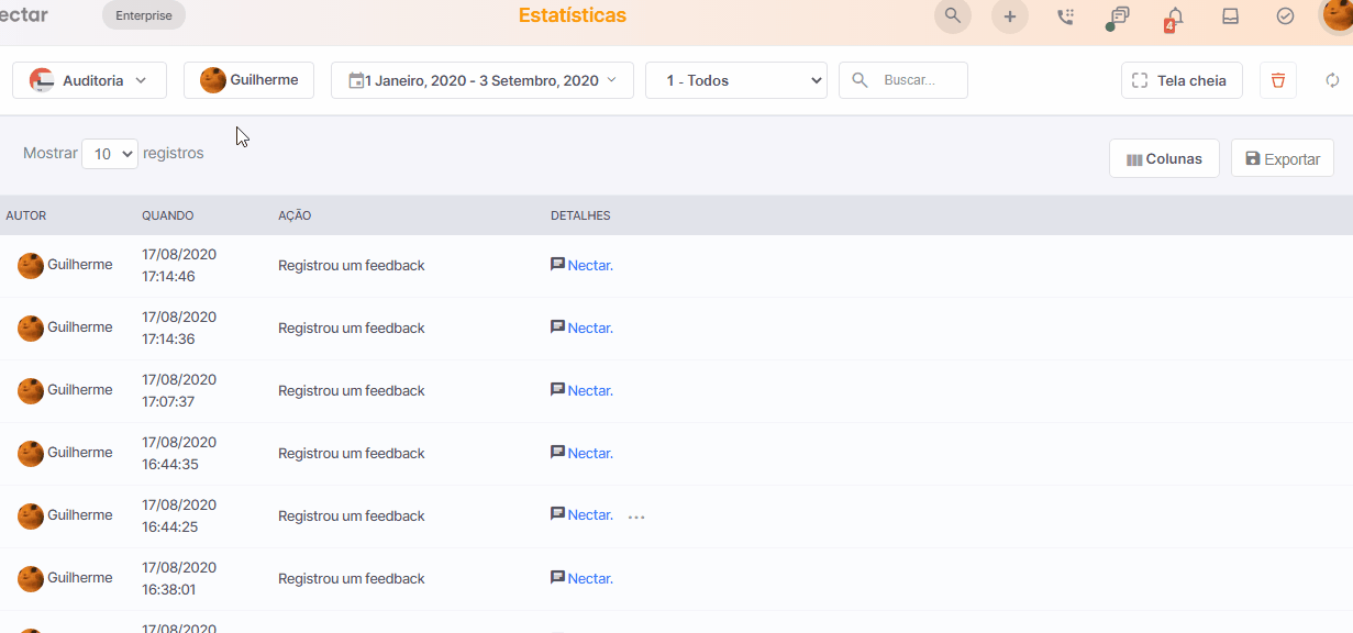 Auditoria Central de Ajuda NectarCRM