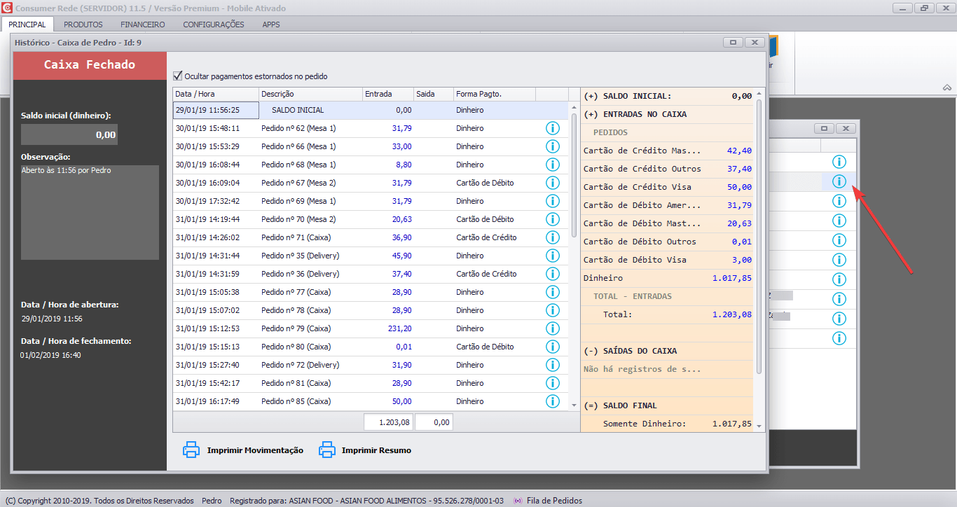 Como consultar o histórico dos caixas no Consumer? Ajuda do Programa