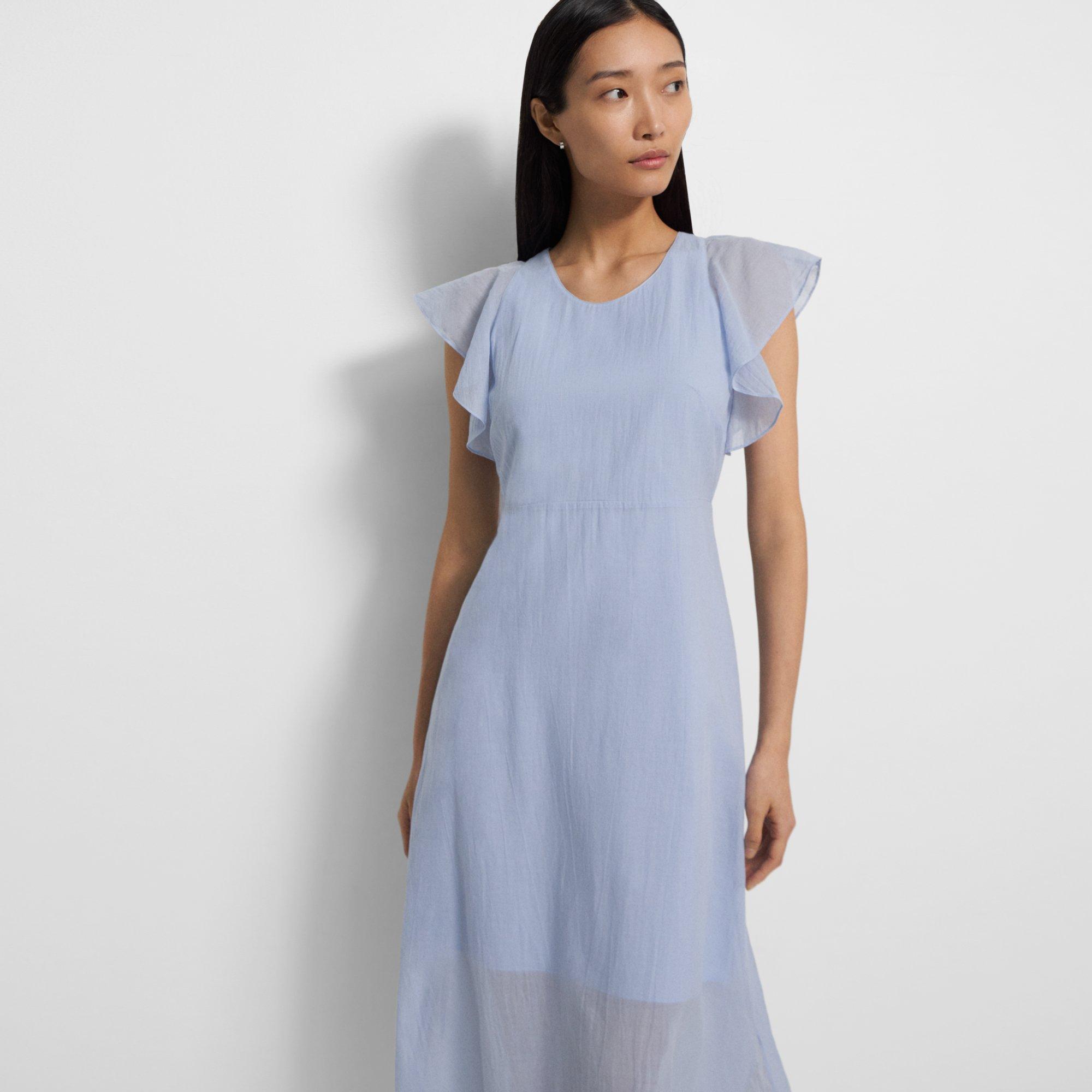 Organic Cotton Ruffle Sleeve Dress Theory