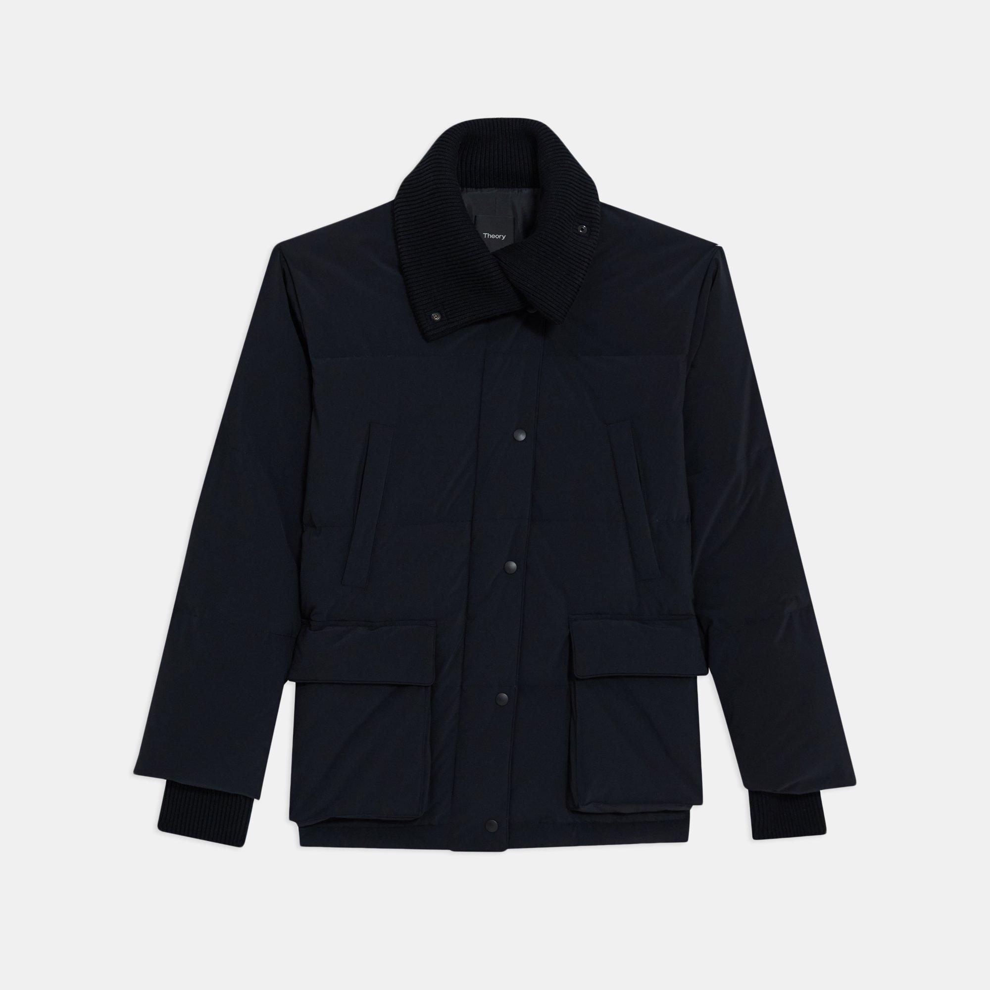 Paper Nylon KnitCollar Puffer Jacket Theory