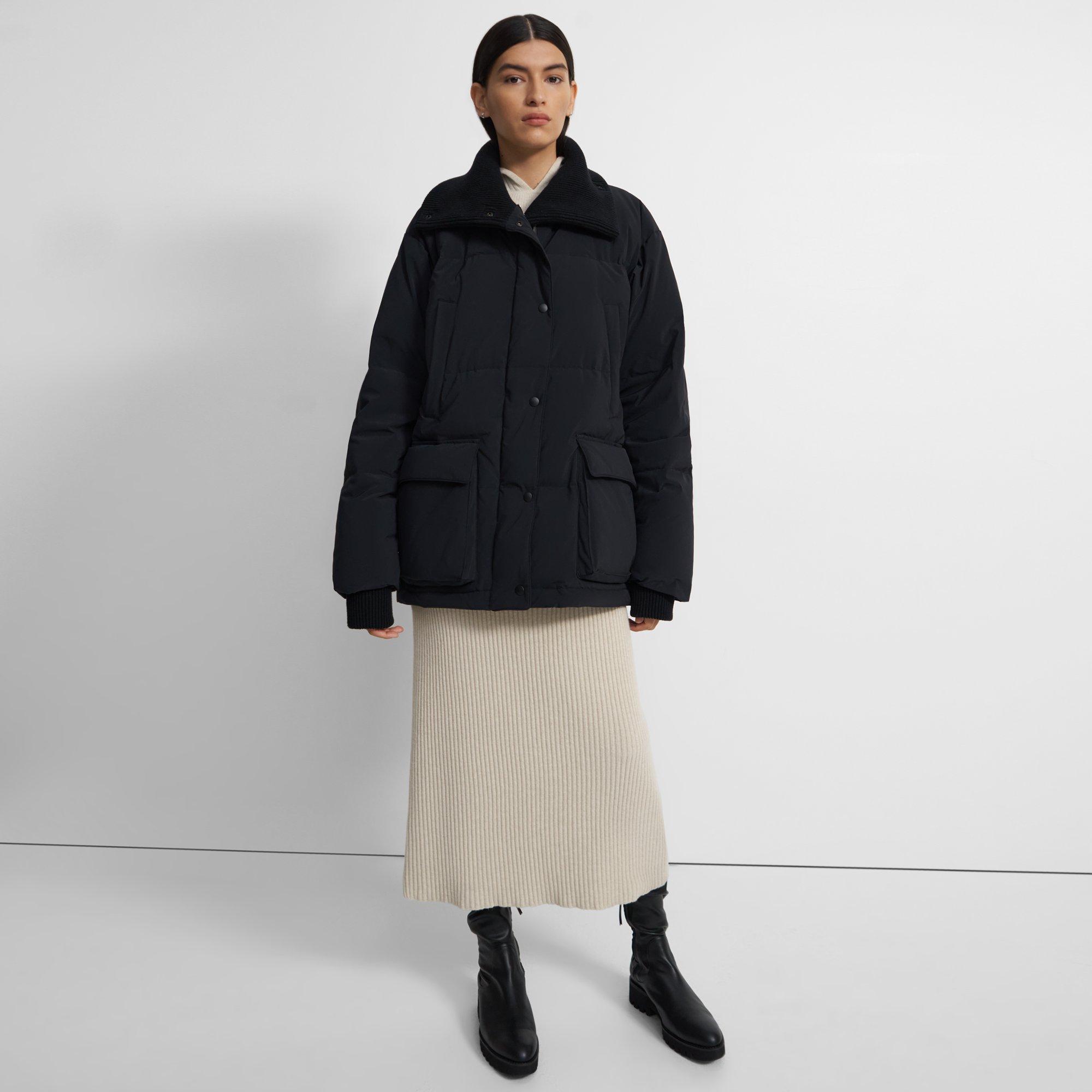 Paper Nylon KnitCollar Puffer Jacket Theory