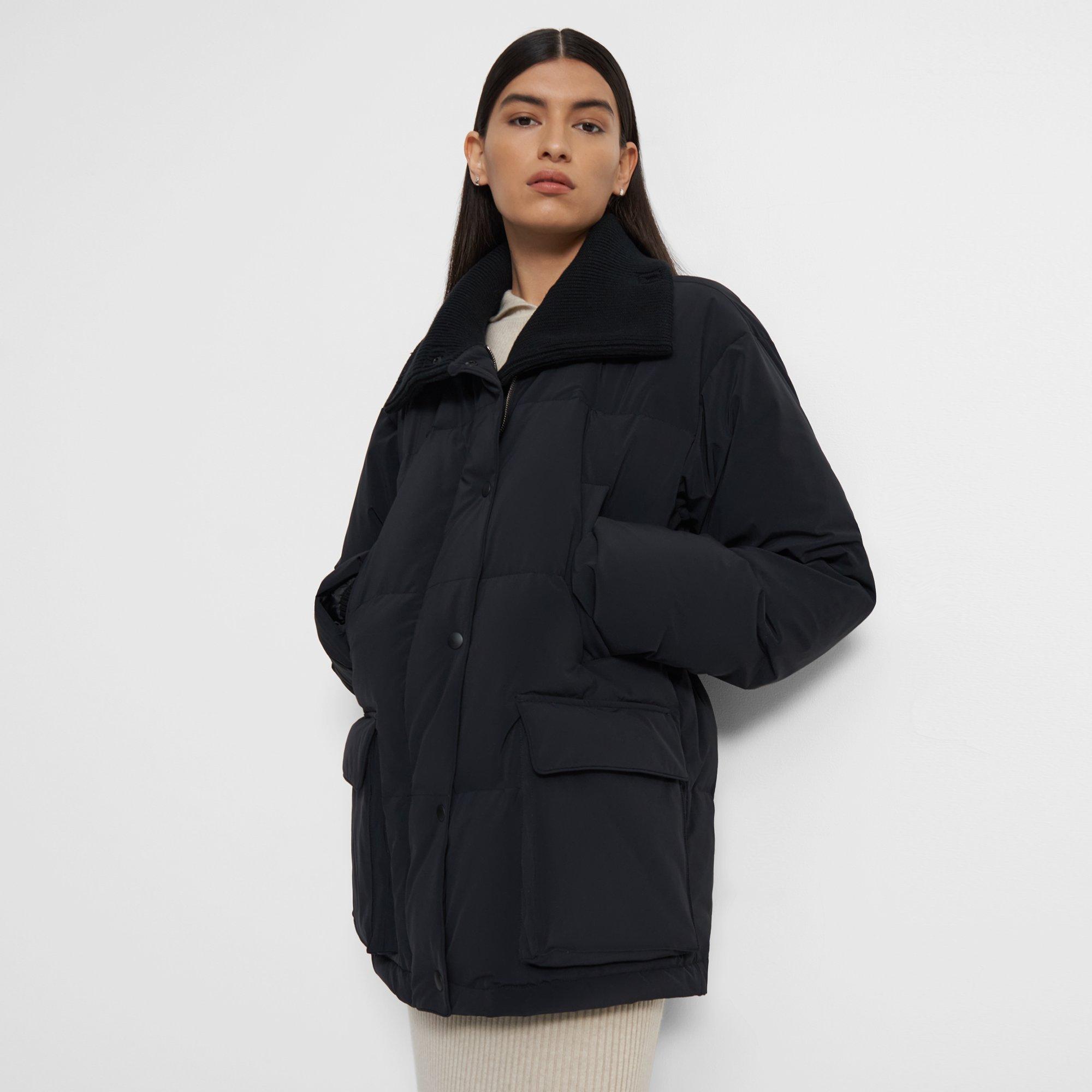 Paper Nylon KnitCollar Puffer Jacket Theory
