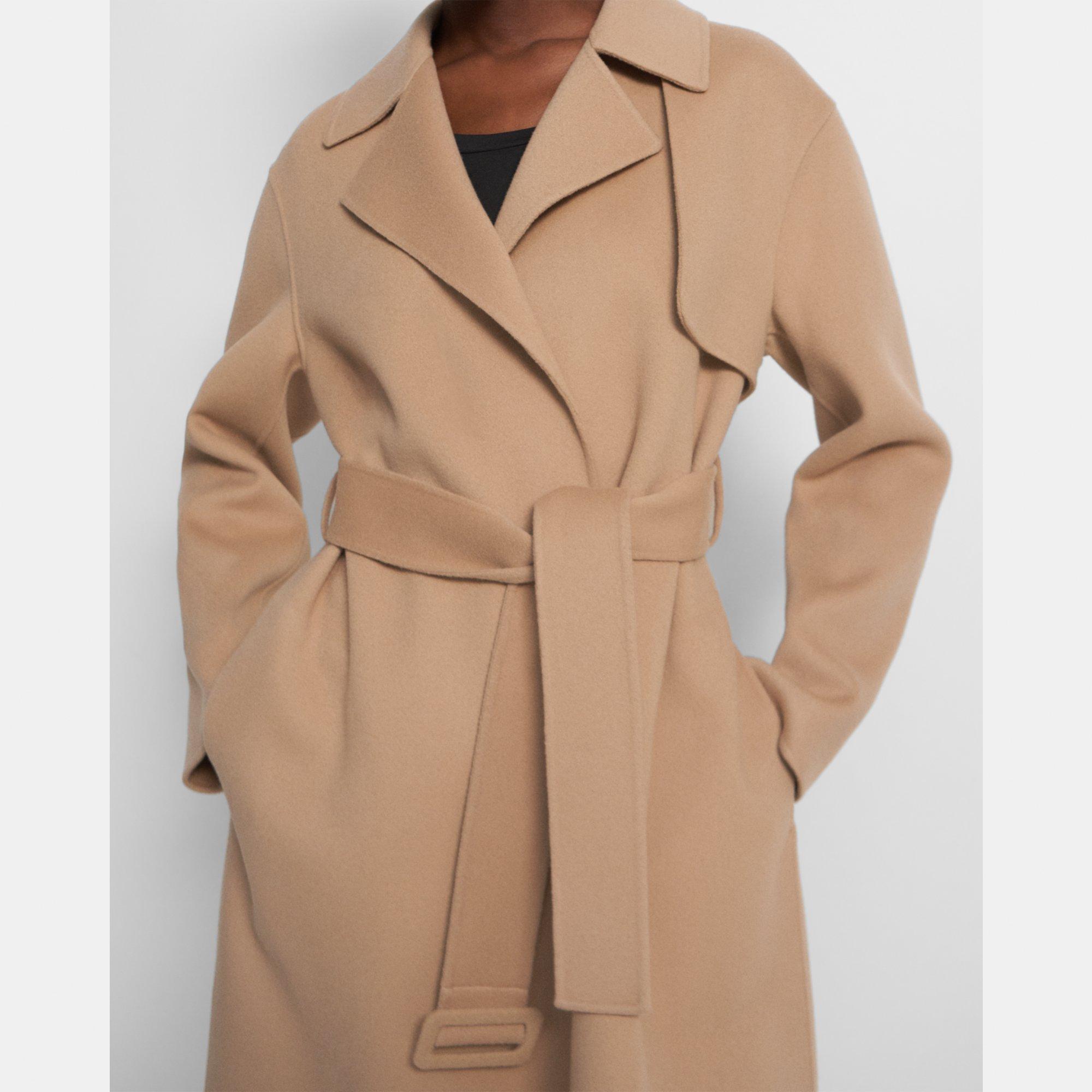 Beige DoubleFace WoolCashmere Wrap Trench Coat Theory