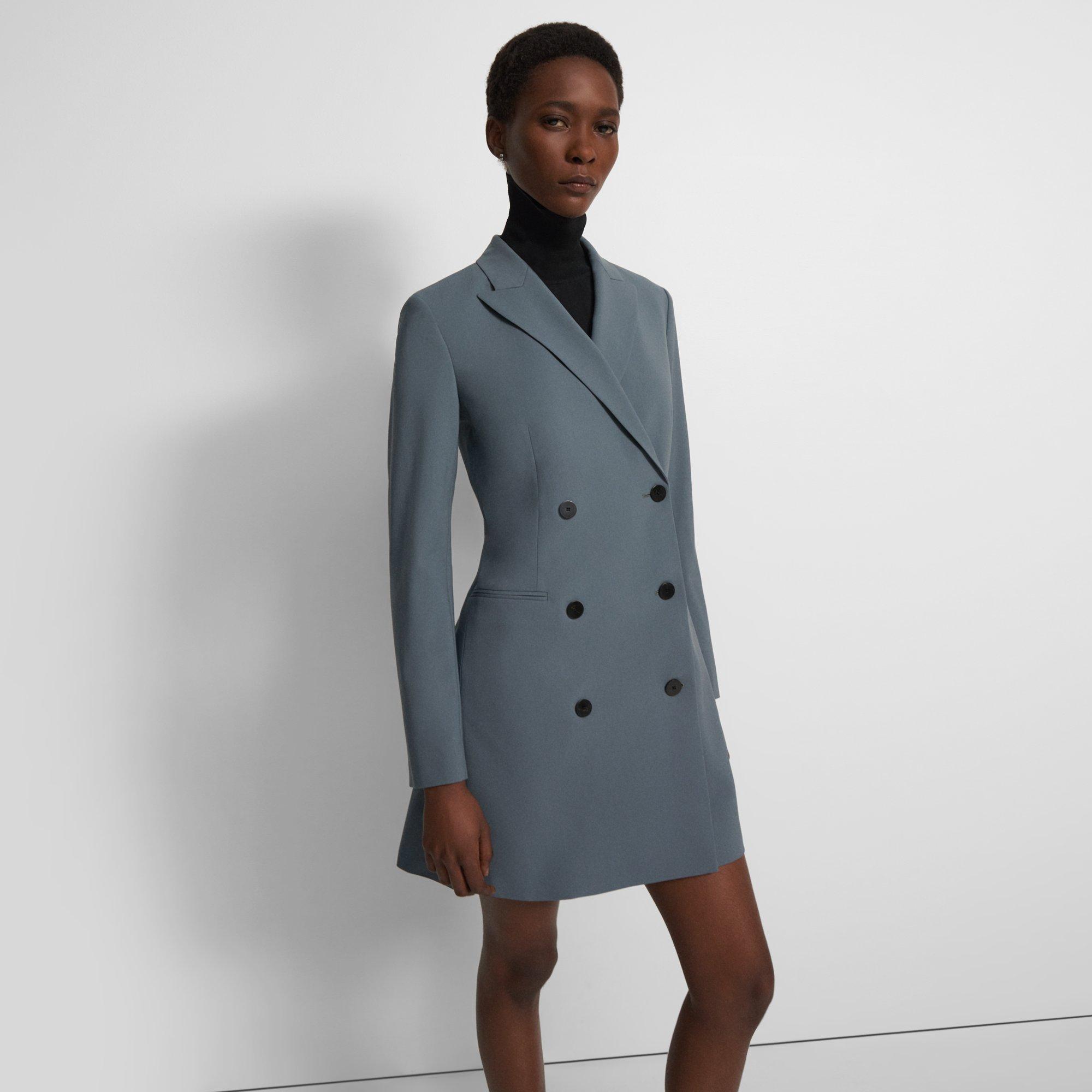 Good Wool DoubleBreasted Blazer Dress Theory
