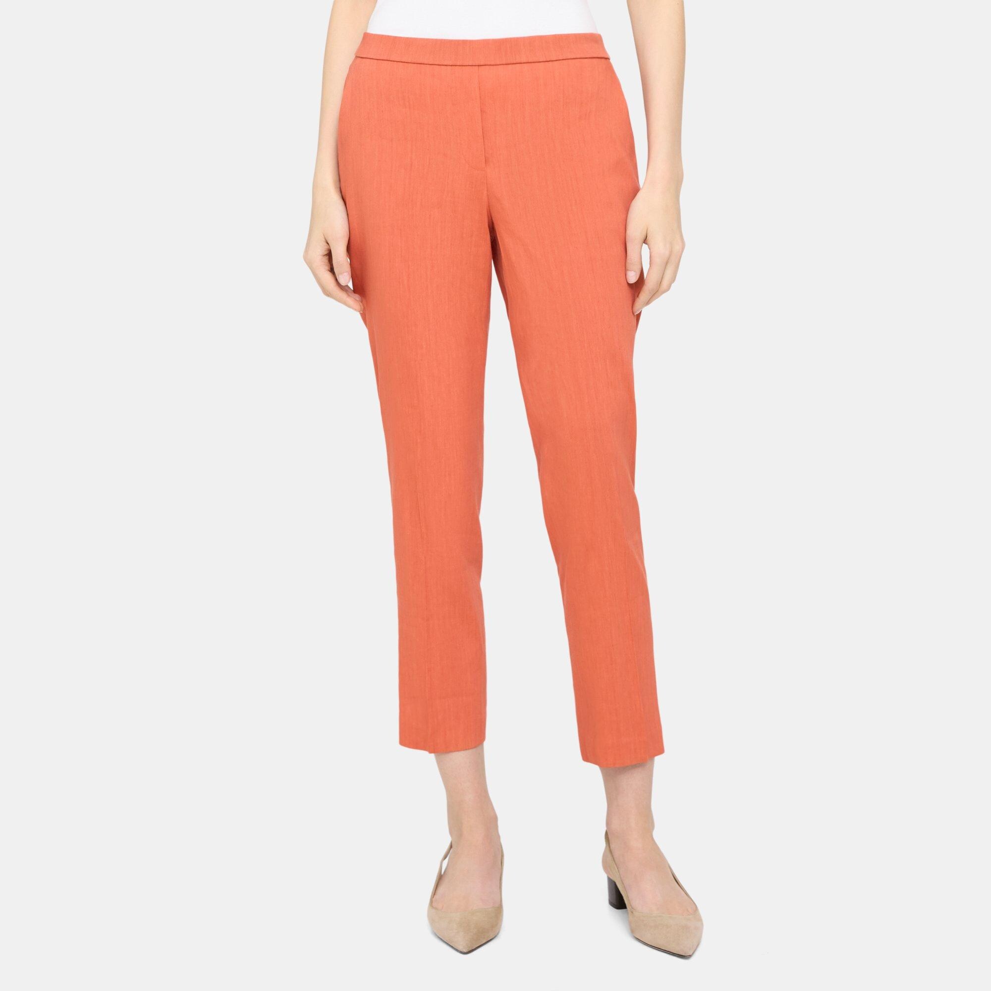 LinenBlend Slim Cropped PullOn Pant Theory Outlet