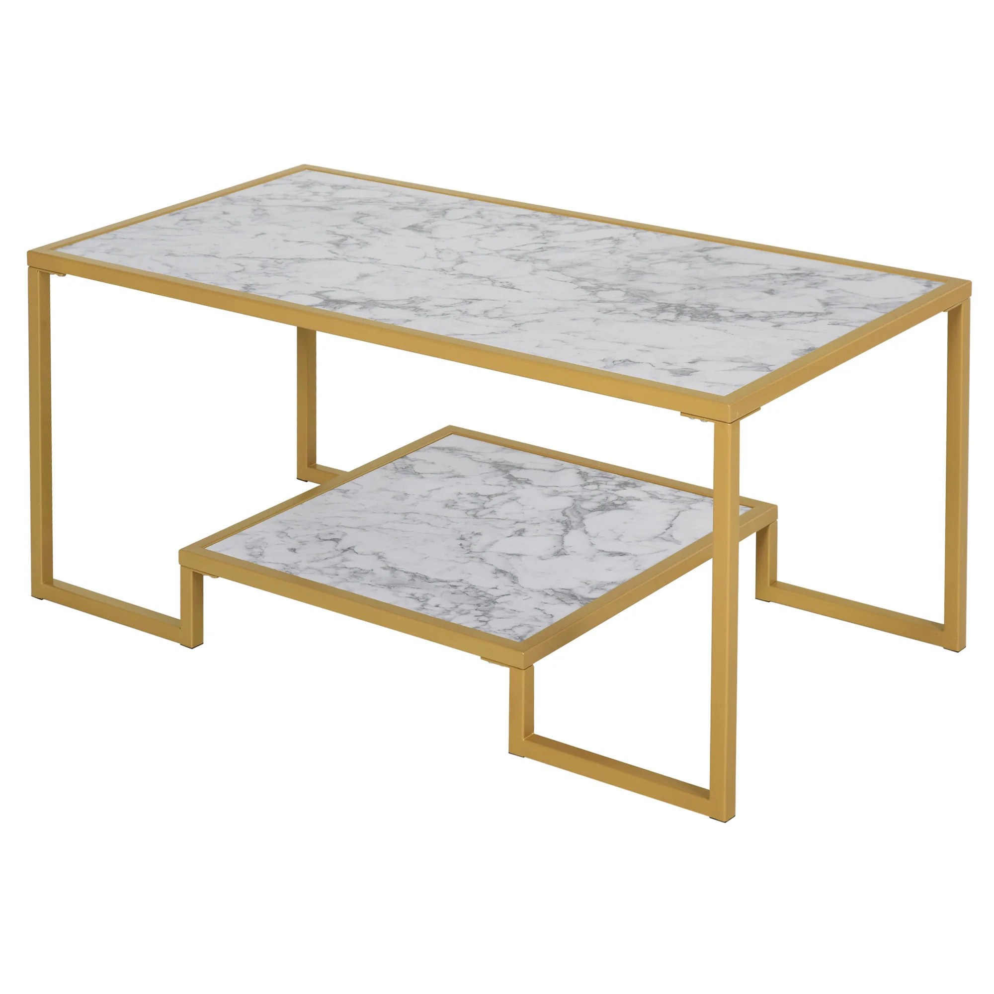 This is why a coffee table with storage comes as a rescue for a lot of people who do not find space to keep the knick knacks of their living room in one place. Homcom Minimalist Art Deco Coffee Table With A Modern Marble Texture Tabletop Storage With Underneath Shelf White Overstock 31966079
