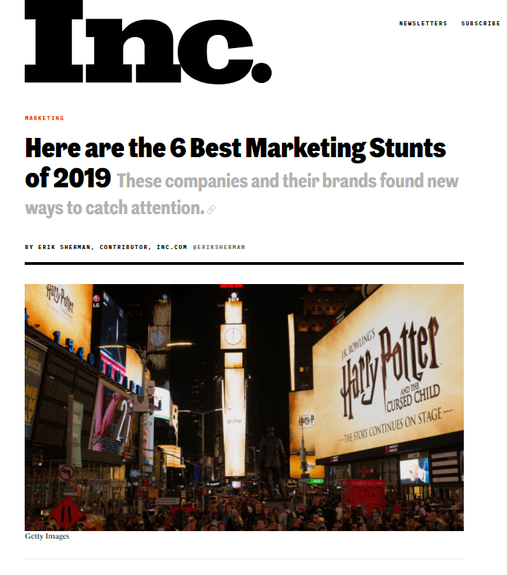 INC Here are the 6 Best Marketing Stunts of 2019