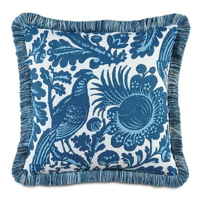 Haveford Bleu Brush Fringe Decorative Pillow Frontgate
