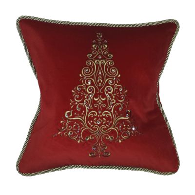 Highland Holiday Embroidery and Crystal Tree Pillow Frontgate