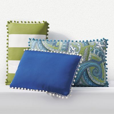 Outdoor Lumbar Pillow with Pom Poms Frontgate