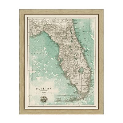 Florida Sepia Framed Map Frontgate