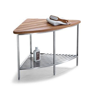 Marais Teak/Stainless Corner Shower Seat Frontgate