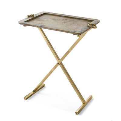 Antiqued Brass Tray Stand Frontgate