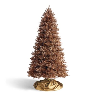 Tinsel Copper Slim Artificial Prelit Christmas Tree Frontgate