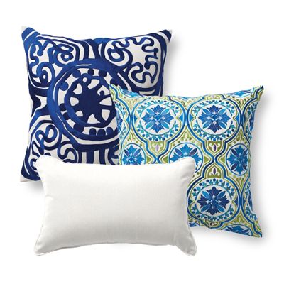 Set of Three Back Bay Blue Designer Pillows Frontgate