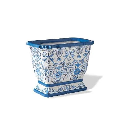 Blue and White Rectangular Tabletop Planter Frontgate